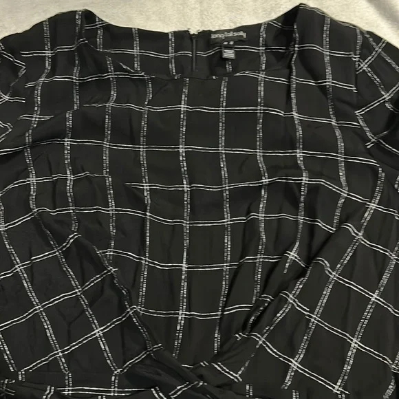 Long Tall Sally Black Dress Twist Detail Check Woven Plus Size 20 - Picture 3 of 9